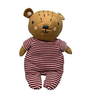 Hallmark Babies Bear Stuffed Animal Red White Striped Pajamas 12" Tall Plush